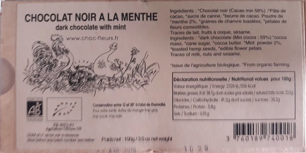 Chocolat noir à la menthe