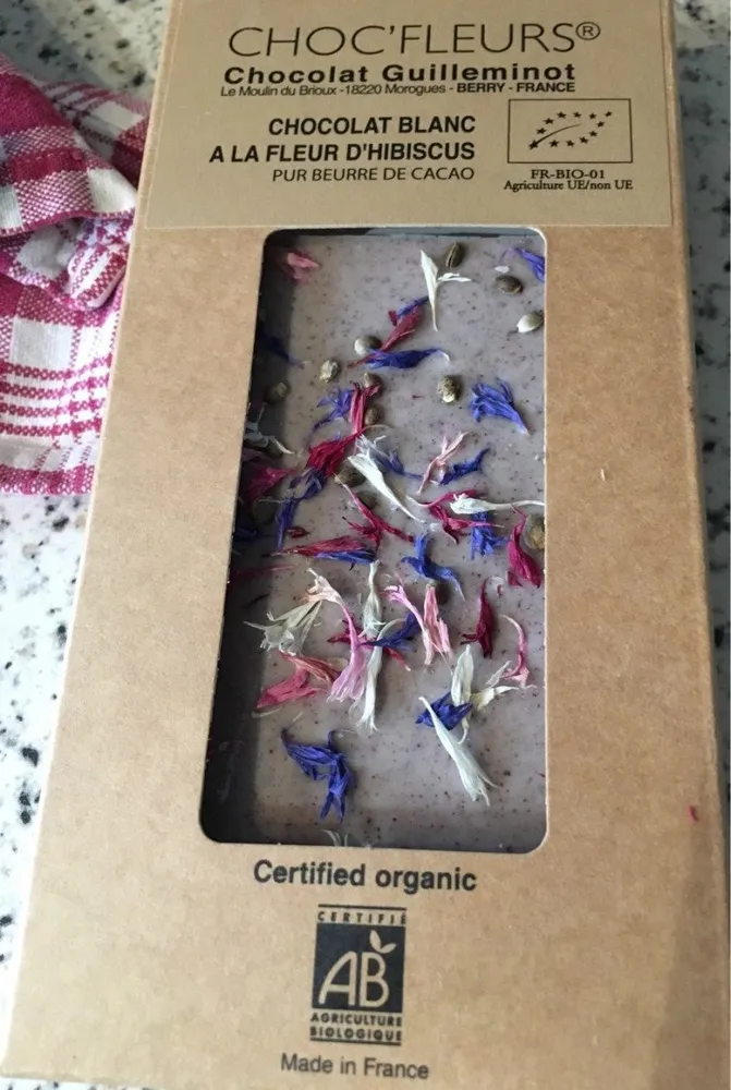 Chocolat blanc à la fleur d'hibiscus
