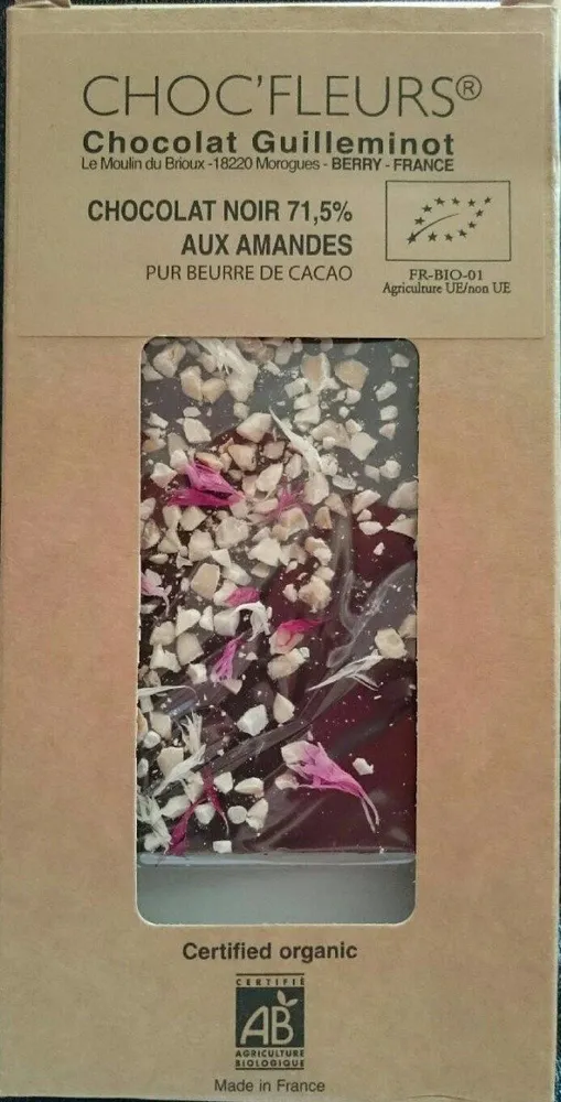 Choc'fleurs Chocolat noir 71,5% aux amandes