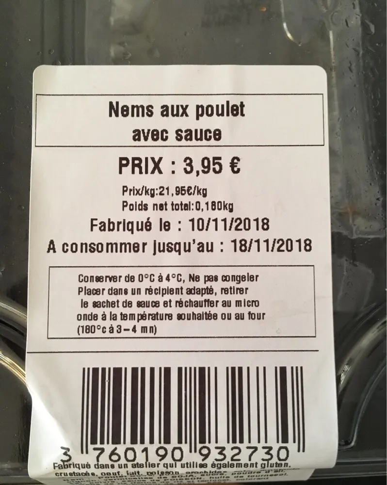 Nems aux poulet avec sauce