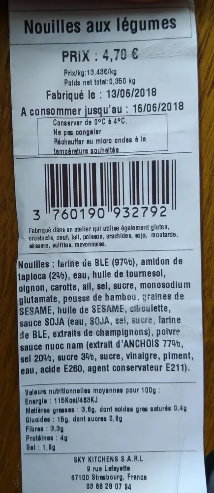 Nouilles aux légumes