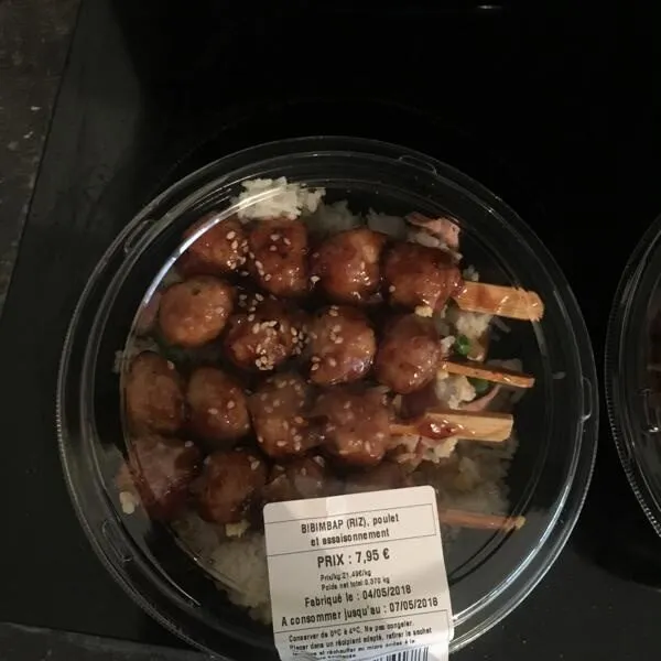 Bibimbap (riz), poulet et assaisonnement