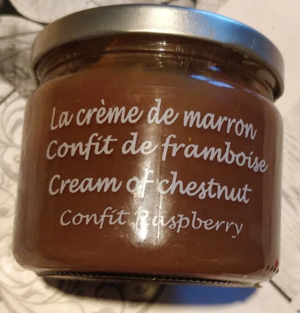 Crème de marrons Confit de framboises