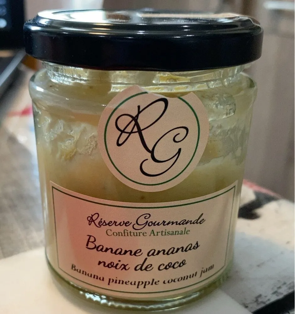 Confiture artisanale banane ananas noix de coco