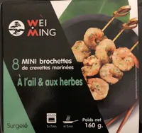 8 mini brochettes de crevettes marinées