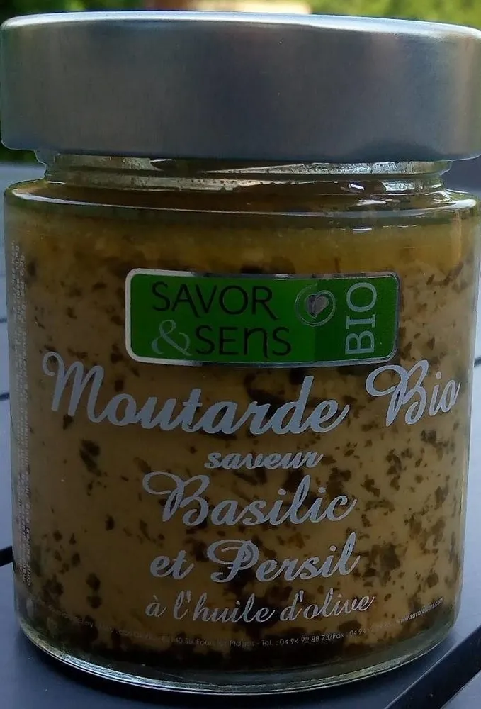 Moutarde bio saveur basilic et persil à l'huile d'olive