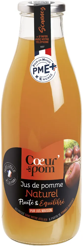 Pur Jus de Pomme Naturel 1L Cœur de Pom'