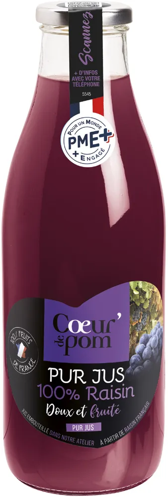 Pur Jus 100% Raisin 1L Cœur de Pom'