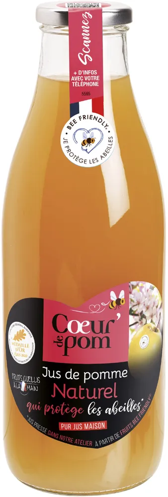 Pur Jus de Pomme Naturel BEE FRIENDLY 75CL Cœur de Pom'