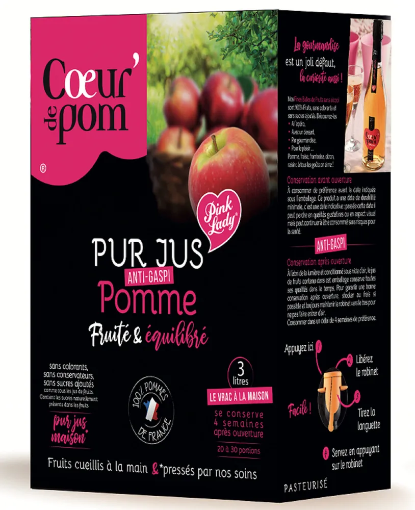Pur Jus de Pommes Pink Lady Bib 3L Cœur de Pom'