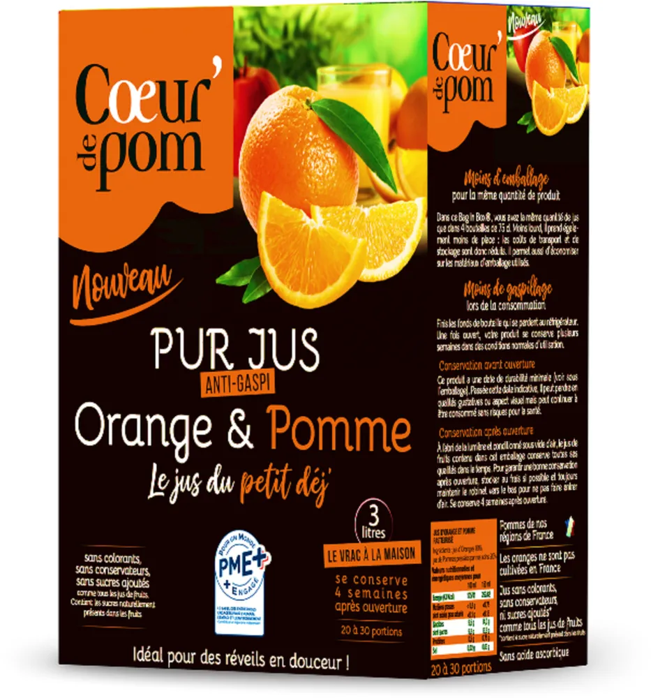 Pur Jus Orange Pomme Bib 3L Cœur de Pom