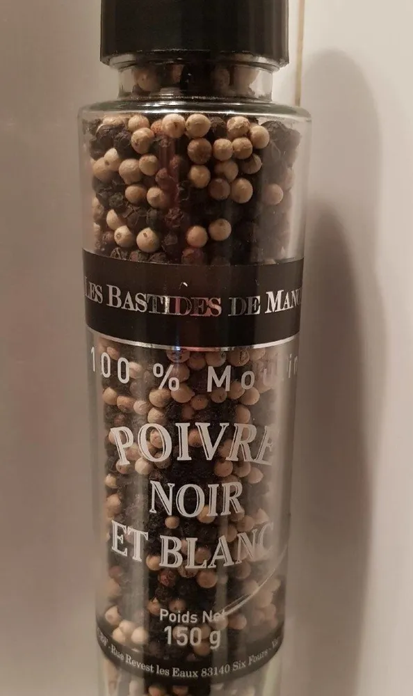 Poivre noir et blanc - les bastides de Manon 100% moulin 150g