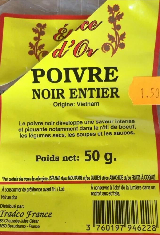Poivre noir entier