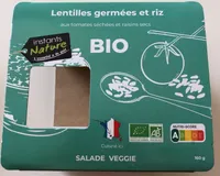 Lentilles germées et riz aux tomates séchées et raisins secs