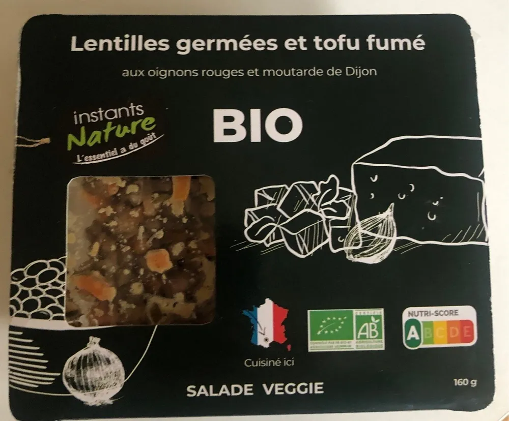 Lentilles germées et tofu fumé