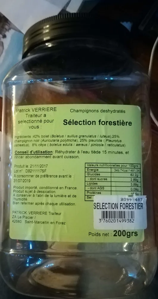 Patrick VERRIERE Traiteur - Champignons déshydratés sélection forestière