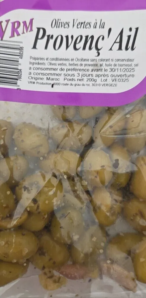 Olives Vertes à la Provenç'Ail