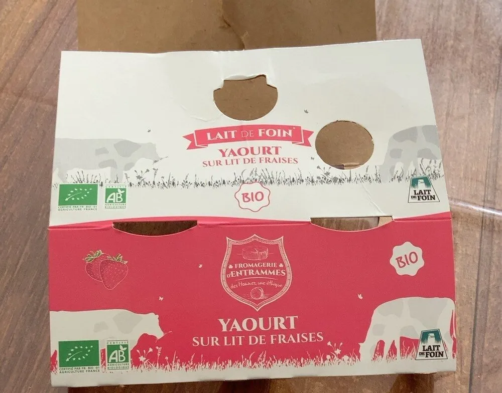 Yaourt sur lit de fraise