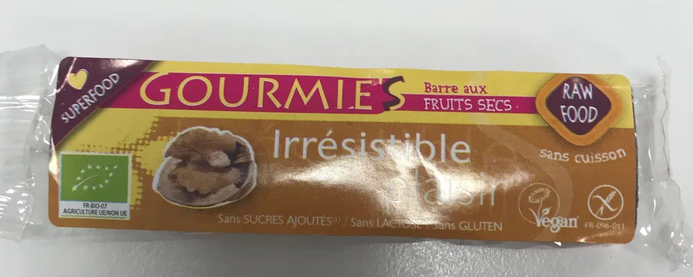 Barre Crue Irrésistible Plaisir Bio - 35 G - Gourmie's