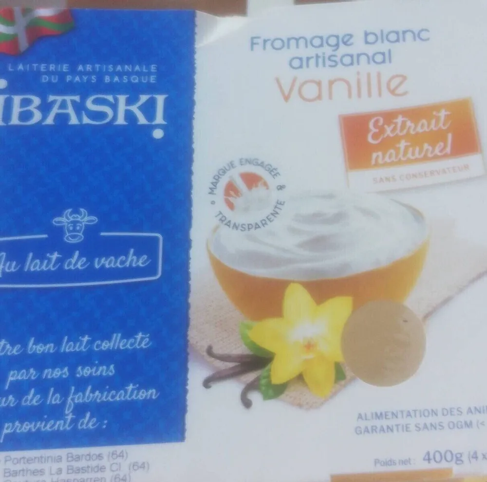 Fromage blanc artisanal vanille ibaski