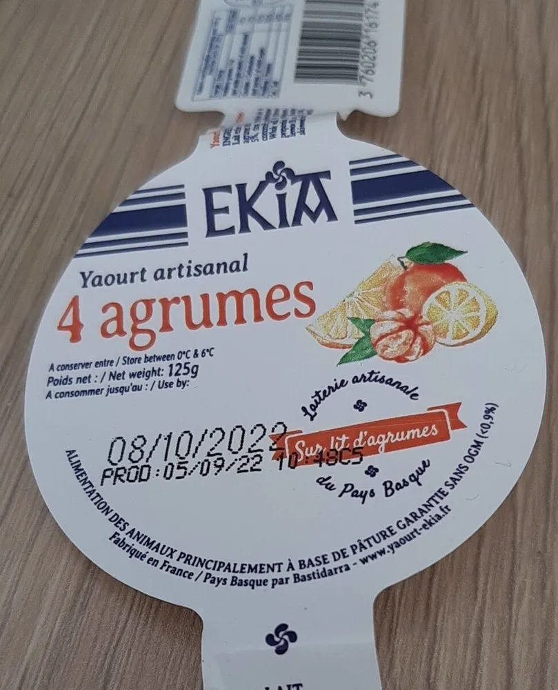 Yaourt artisanal 4 agrumes