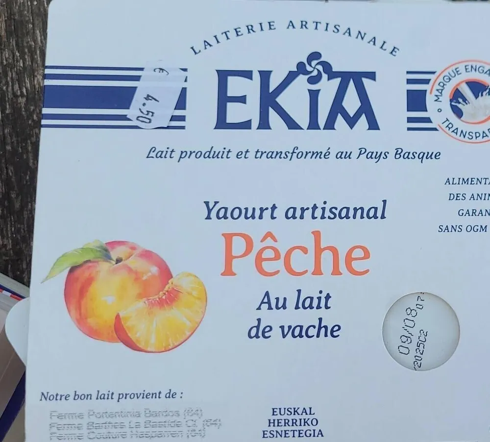 Yaourt artisanal pêche