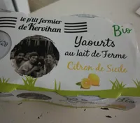 Yaourts bio au lait de ferme-citron de Sicile