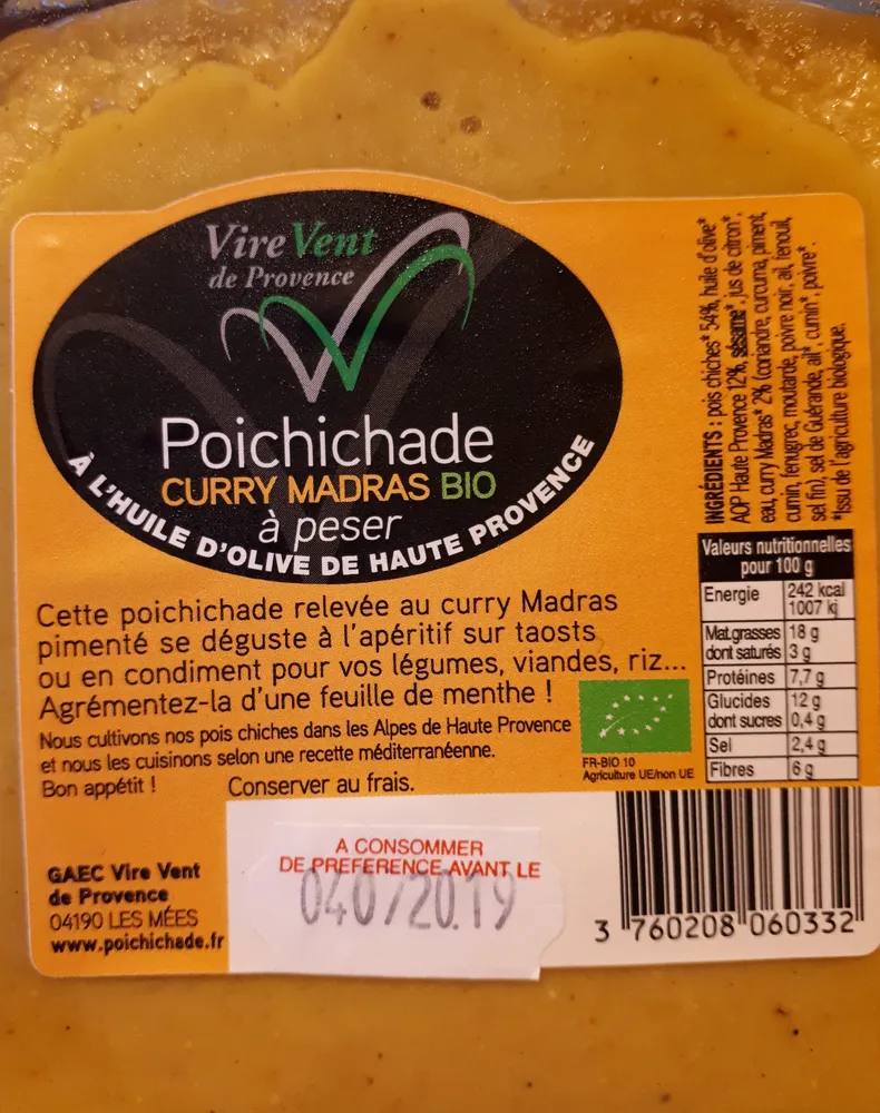 Poichichade Curry Madras Bio