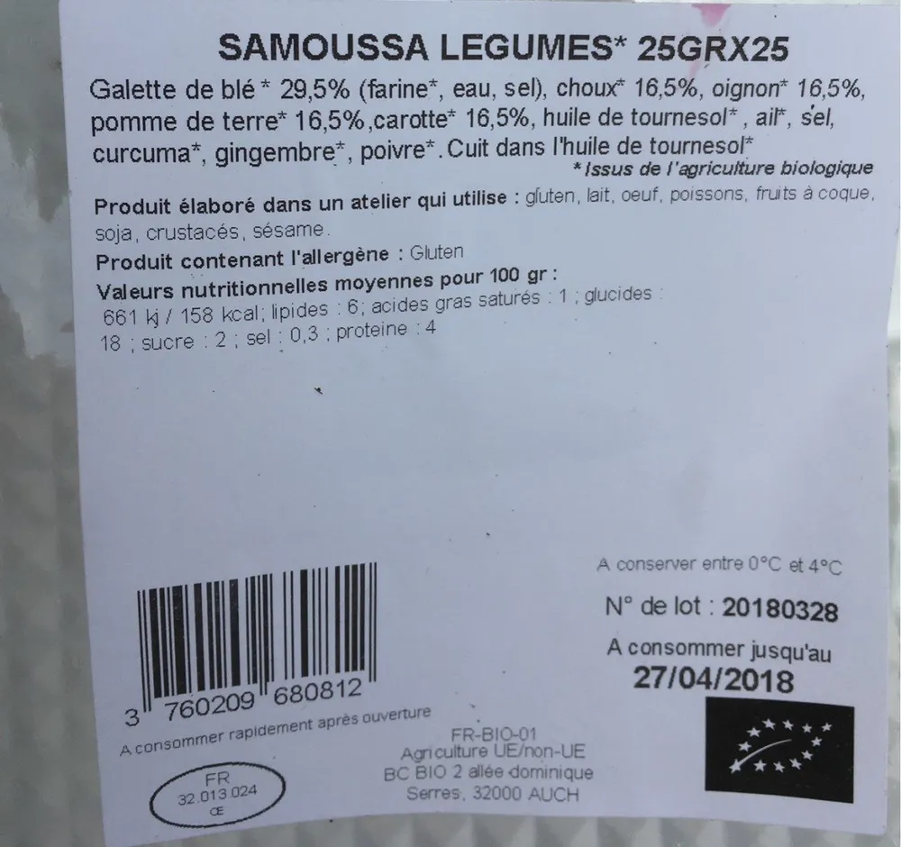 Samoussa legumes