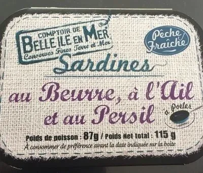 Sardines au beurre, ail et persil, 115g
