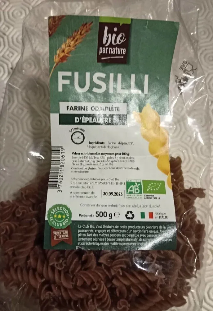 Fusilli - Farine complète d'épeautre