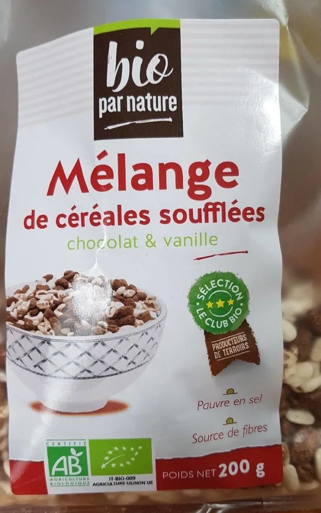 Melange de céréales soufflées chocolat et vanille bio