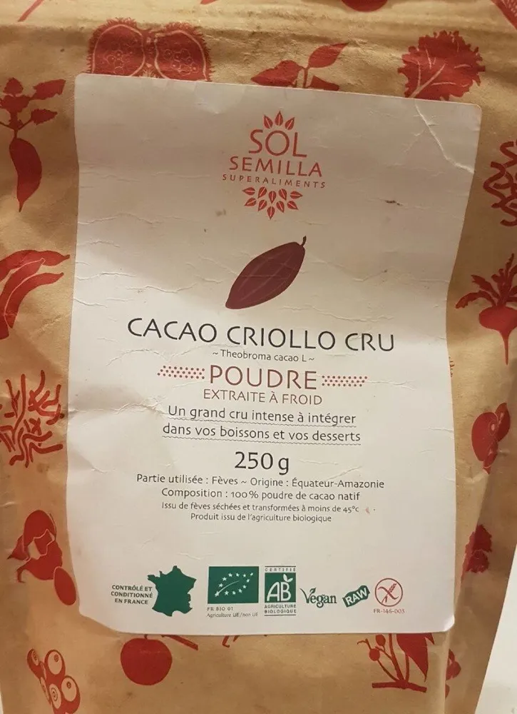 Cacao criollo cru poudre