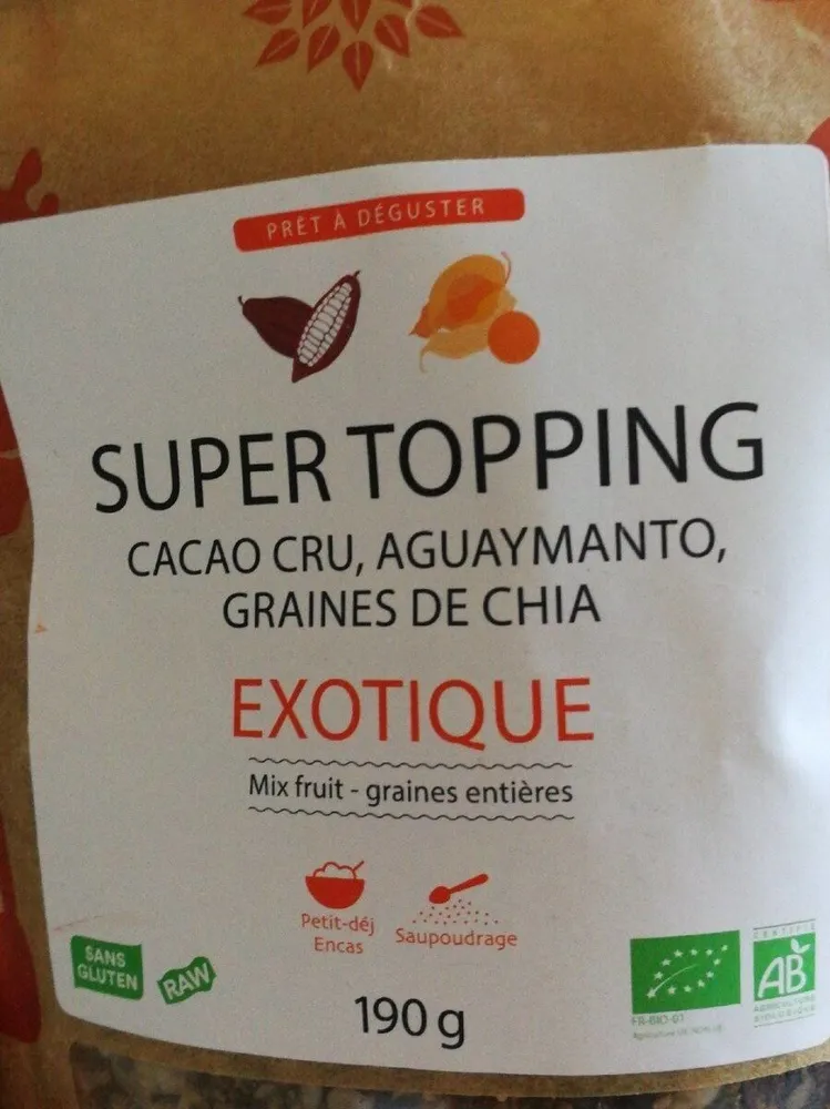 Super topping cacao cru, aguaymanto, graines de chia
