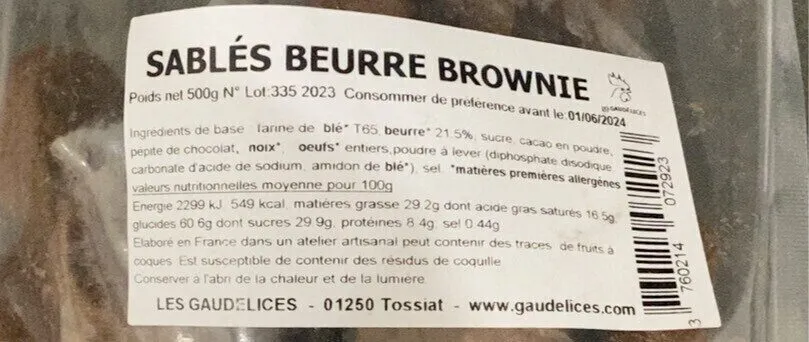Sablés beurre brownie