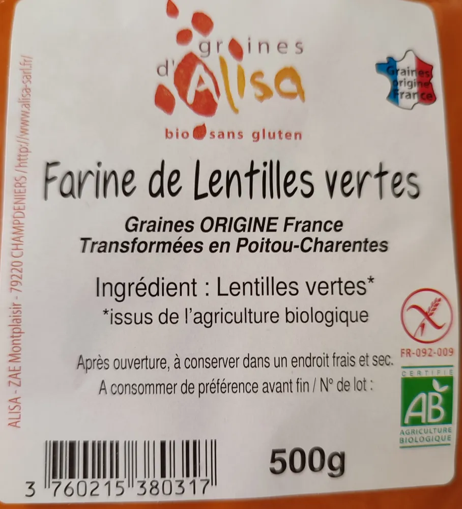 Farine de lentilles vertes