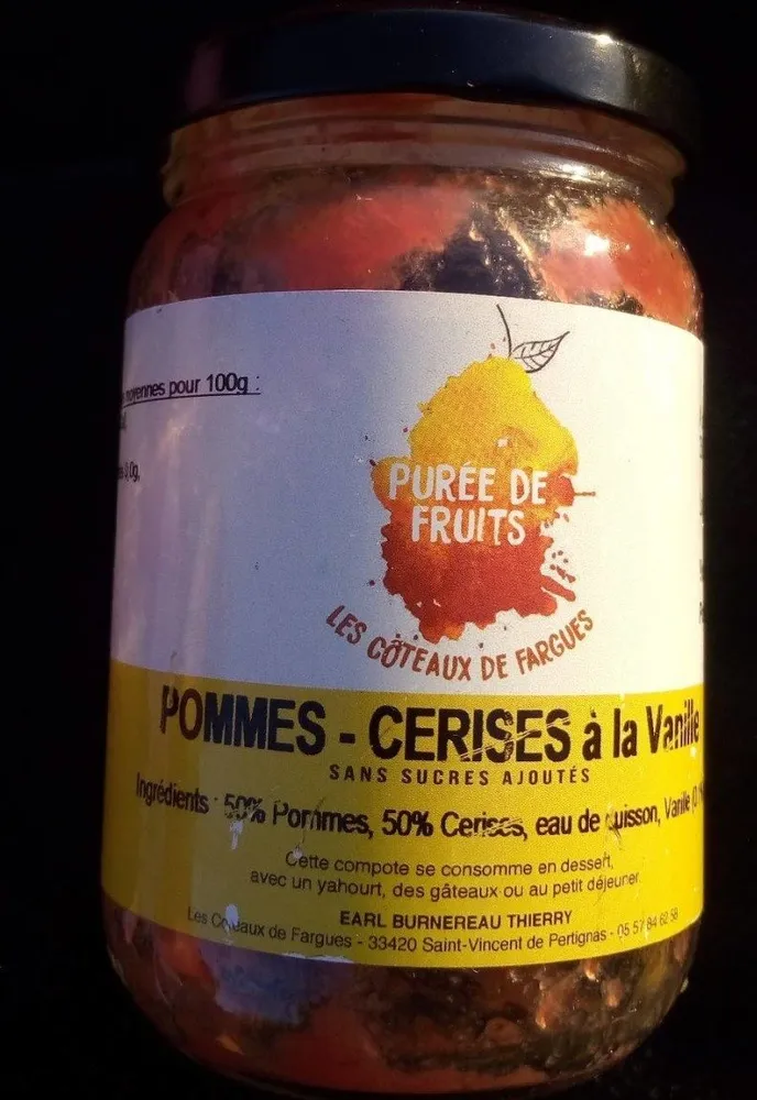Purée de fruits pommes-cerises à la vanille