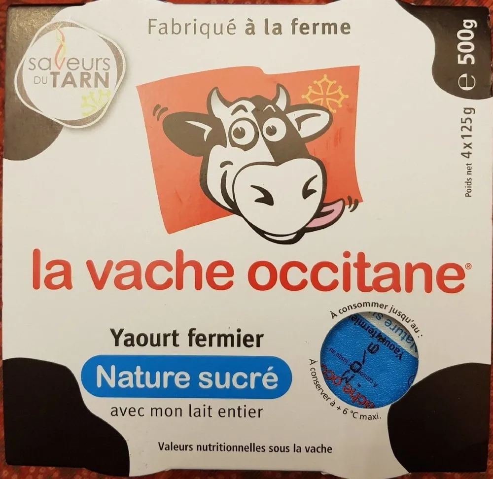 Yaourts fermiers au lait entier nature sucre LA VACHE OCCITANE