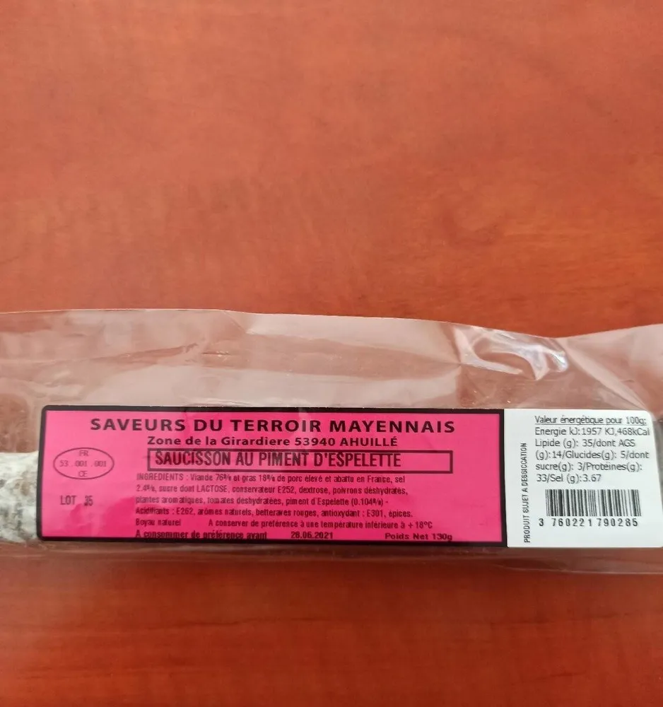 Saucisson au piment d'espelette