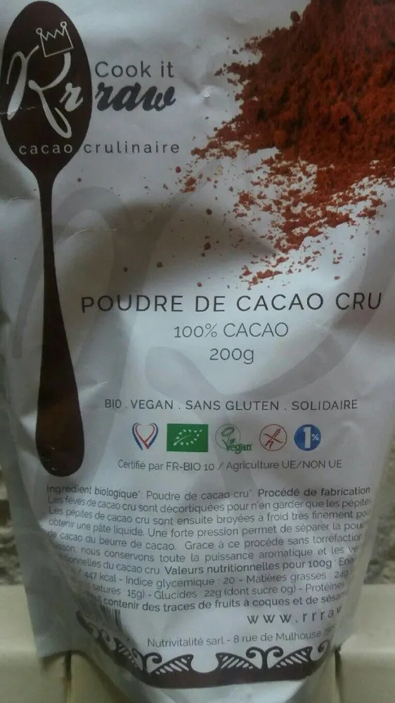 poudre de poudre de cacao cru