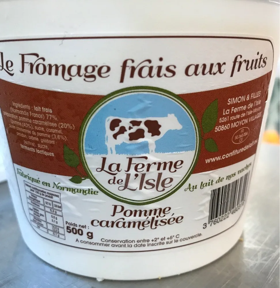 Le fromage frais aux fruits pomme caramélisée