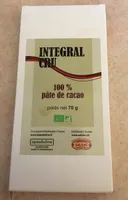 Integral cru 100% pâte de cacao