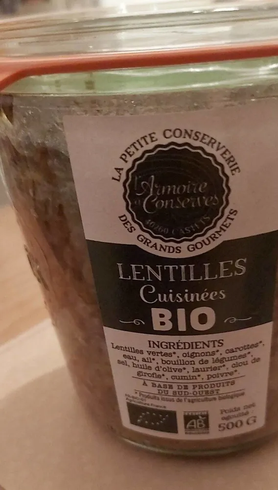 Lentilles cuisinées  bio