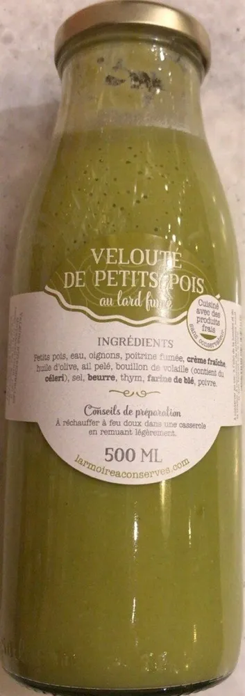 Velouté de petits pois au lard fumé