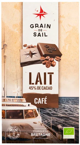 Tablette de chocolat au lait 45% de cacao et café