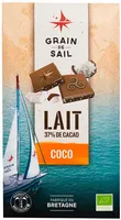 Tablette de chocolat au lait avec noix de coco toastées