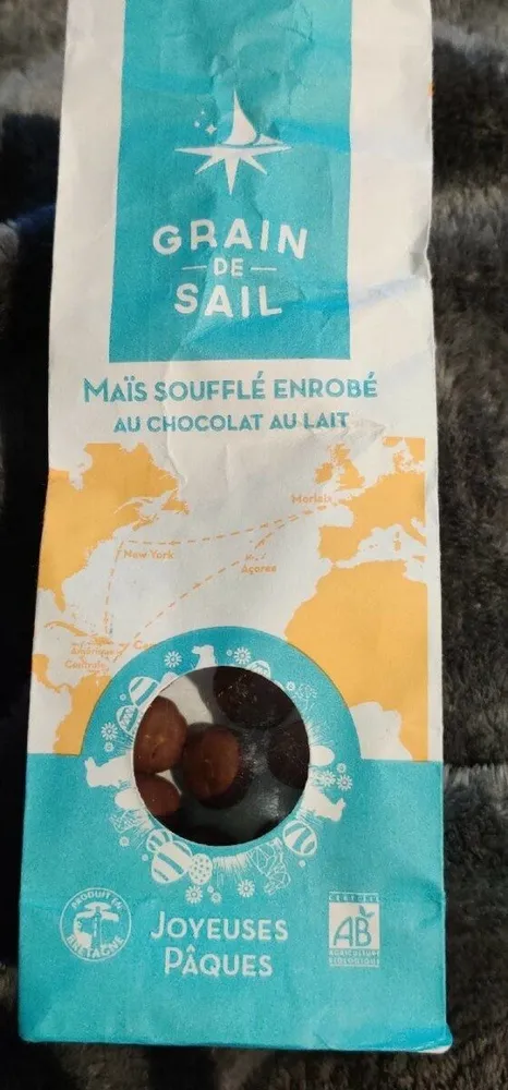 Maïs soufflé enrobé au chocolat au lait