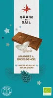 Tablette de chocolat au lait 45% de cacao, amandes et épices de Noël