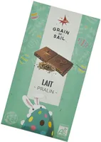 Tablette de chocolat au lait 37% de cacao avec inclusions de pralin