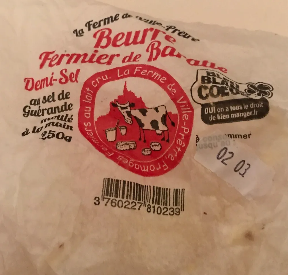 Beurre Fermier de Baratte au Sel de Guérande Moulé à la Main